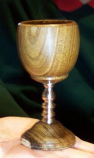 Demonstration piece 2 Laburnam goblet with brass stem
